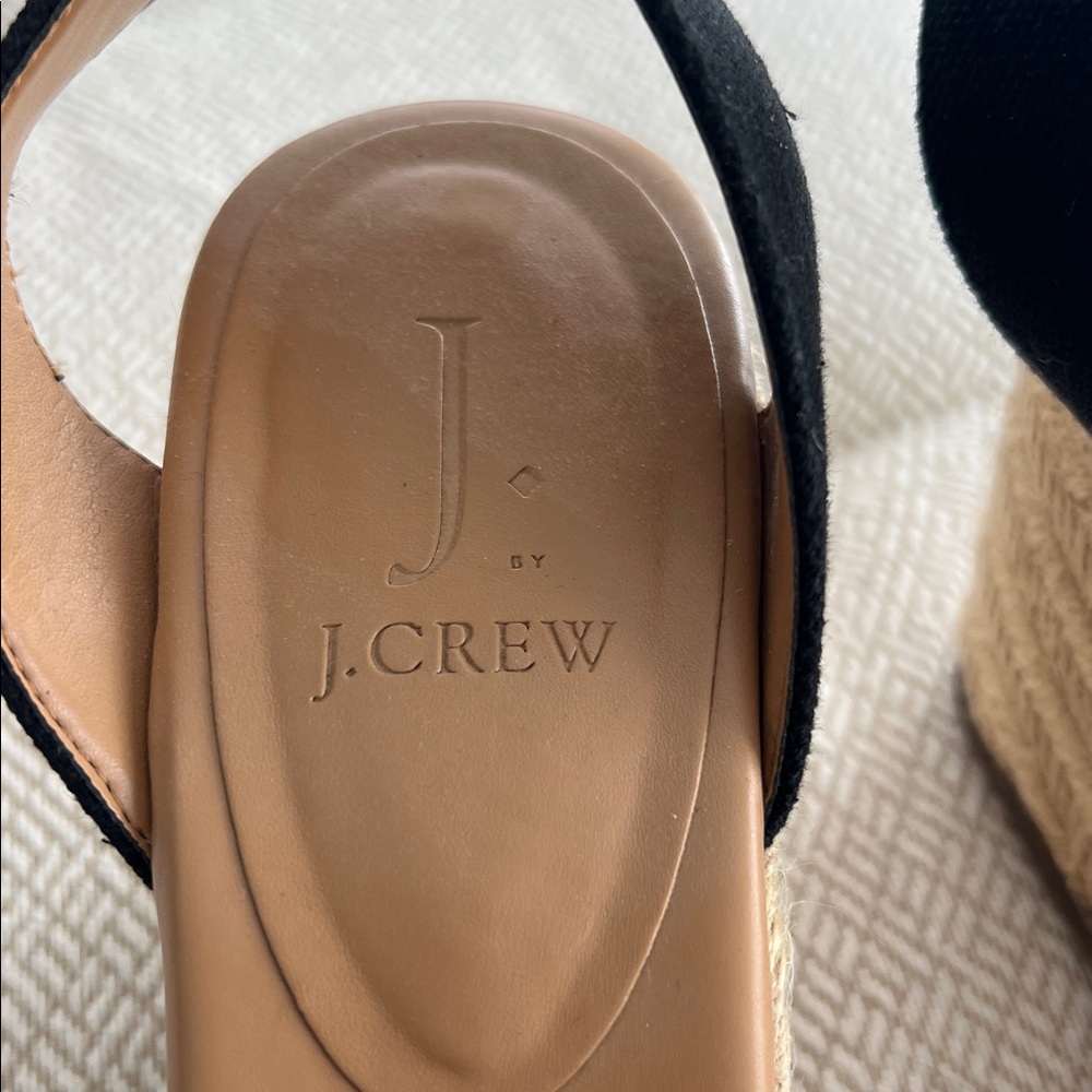 J. Crew Black Espadrille Wedge Sandals, Size 11 - Picture 3 of 3